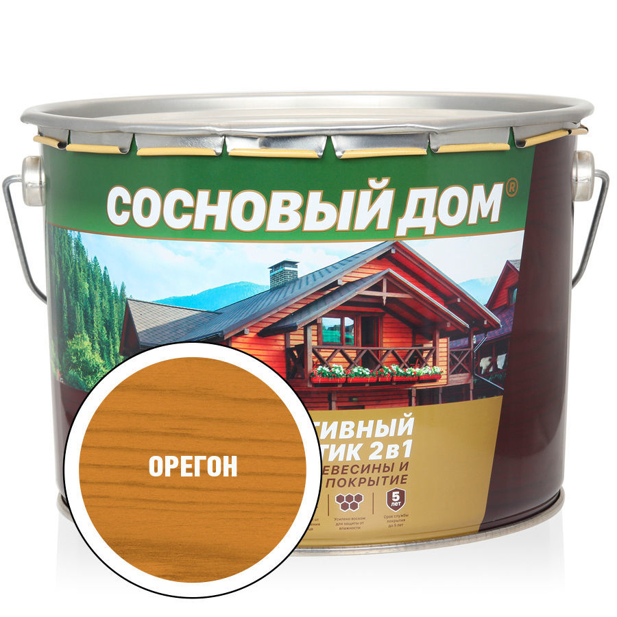 СОСНОВЫЙ ДОМ декоративно-защитный состав для древесины орегон, 9л