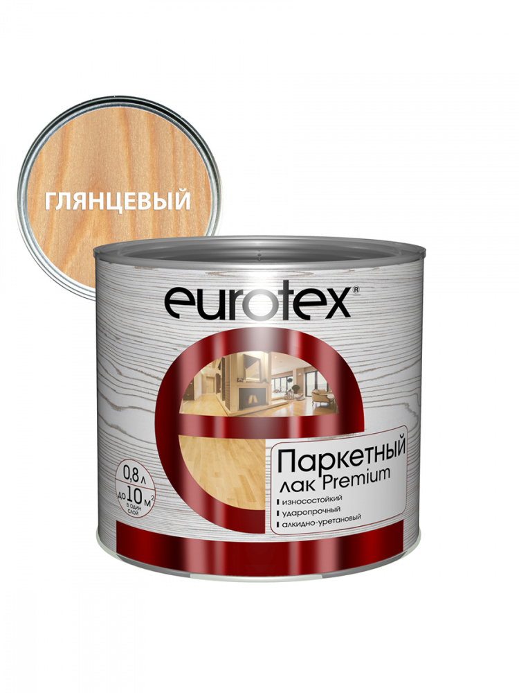 Лак паркетный глянц. 0,8л/6 EUROTEX-Premium